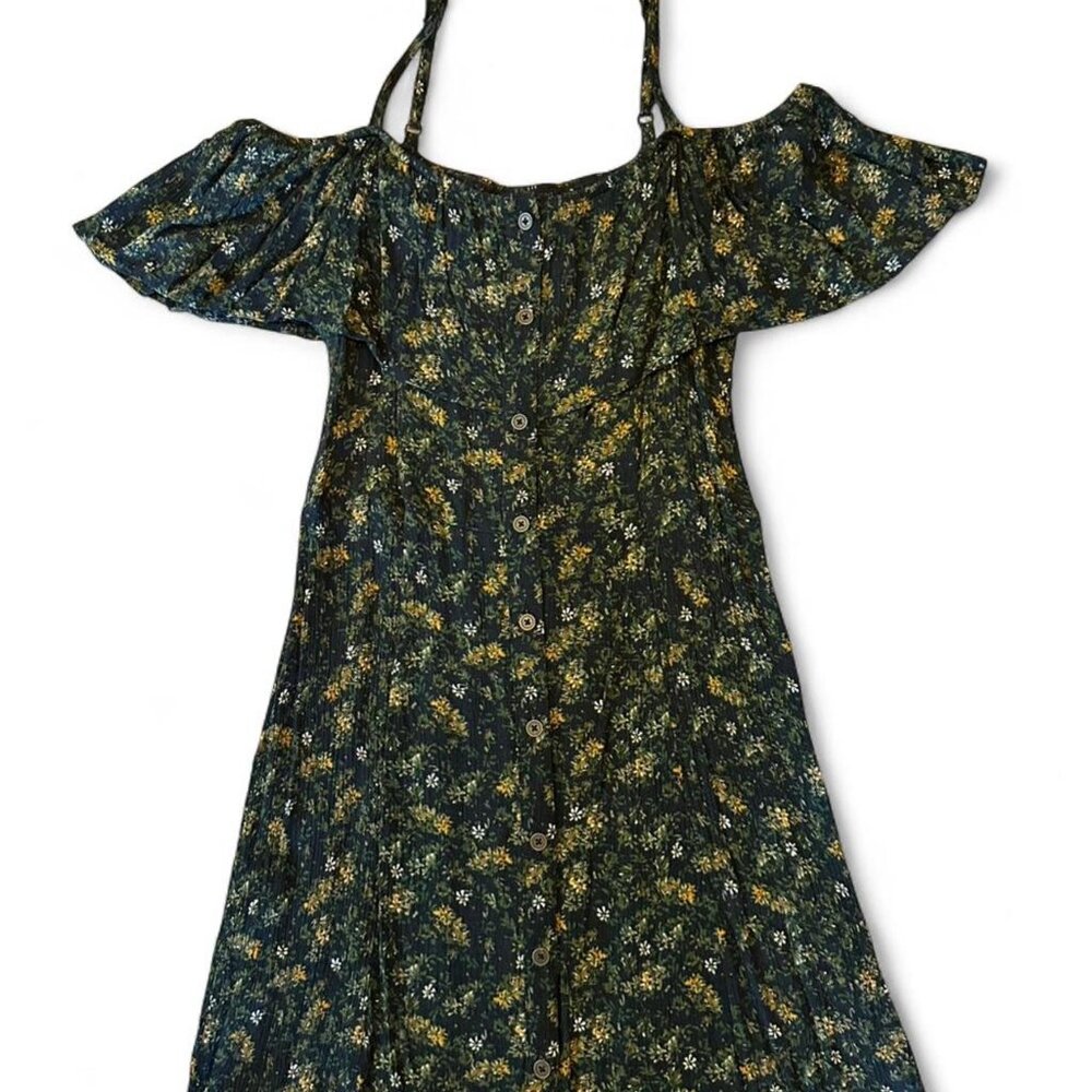 Mossimo Supply Co. Green/black floral mini dress.